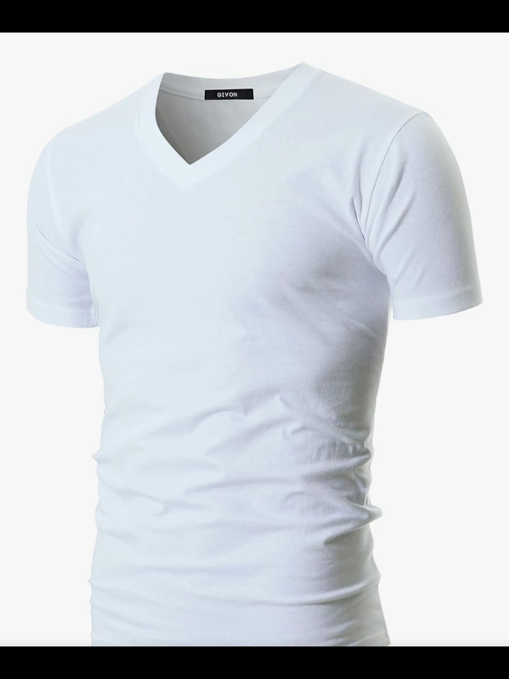 Givon Men's White V-Neck Short Sleeve Tee